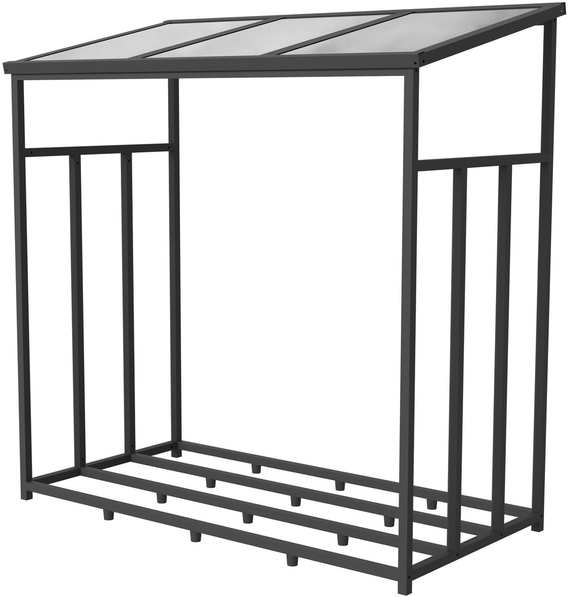 GFP Primeyard Brandhoutrek metaal 143x72x145,5 cm Houtopslag Haardhoutrek grijs