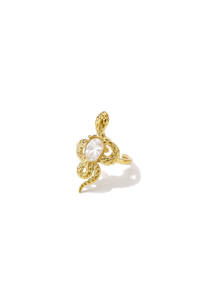 Seraphina - Slangen Ring - Zirkonia - Stainless Steel - - Wit