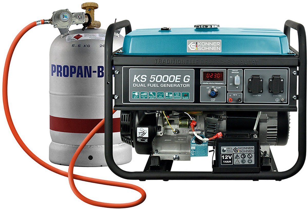LPG/Benzine Generator Könner & Söhnen KS 5000E G - 4,5 kW - 230V - 70 dB