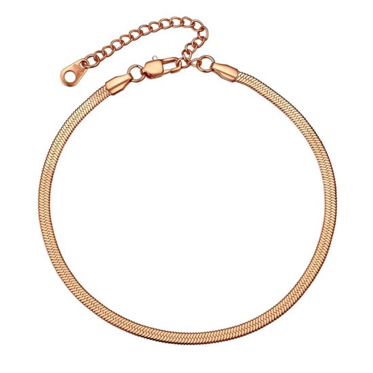3mm Herringbone Slangenketting Enkelbandje - Goudkleurig RVS - Perfect als Cadeau