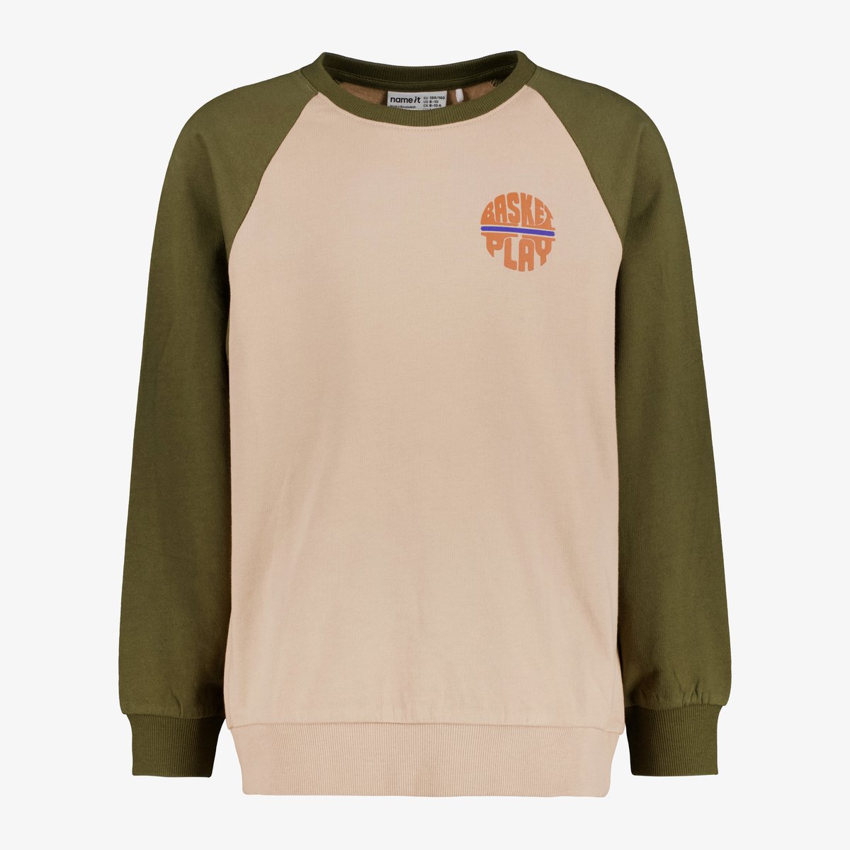 Name It Vildar jongens sweater beige groen - Maat 122/128