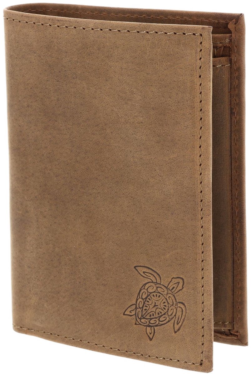 oxmox Leren portemonnee Leather RFID Protect Kombibörse Turtle 2.0 Embossed Vintage Light Brown bruine