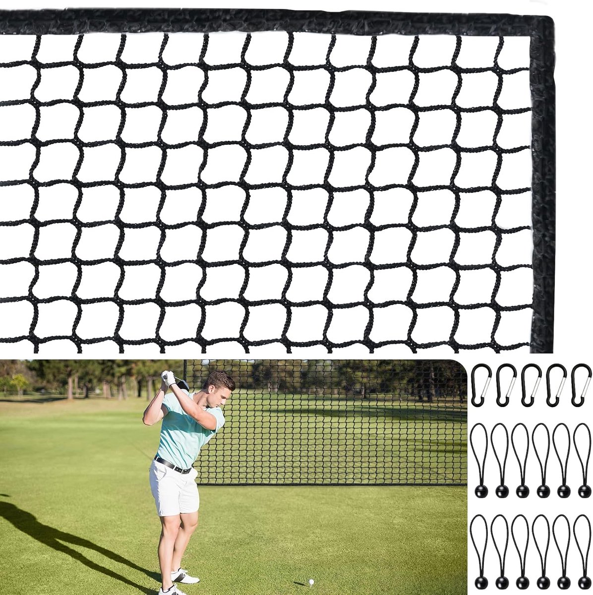 Golf Trainingsnet 3×3 m - Sterk Polyester Oefennet - Inclusief Bevestigingshaken - Ideaal voor Tuin en Garage - ShopVlot