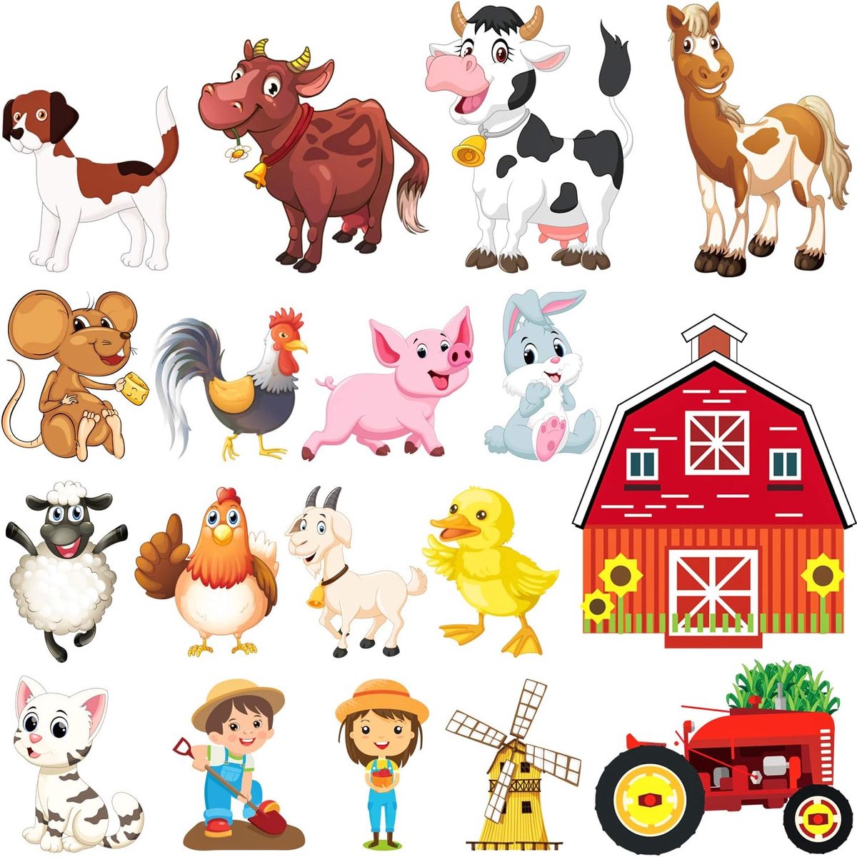 Raamdecoratie boerderijdieren - 36 grappige anti-botsingsstickers - voorkom vogelaanvallen - leuk voor kinderkamer - ShopVlot