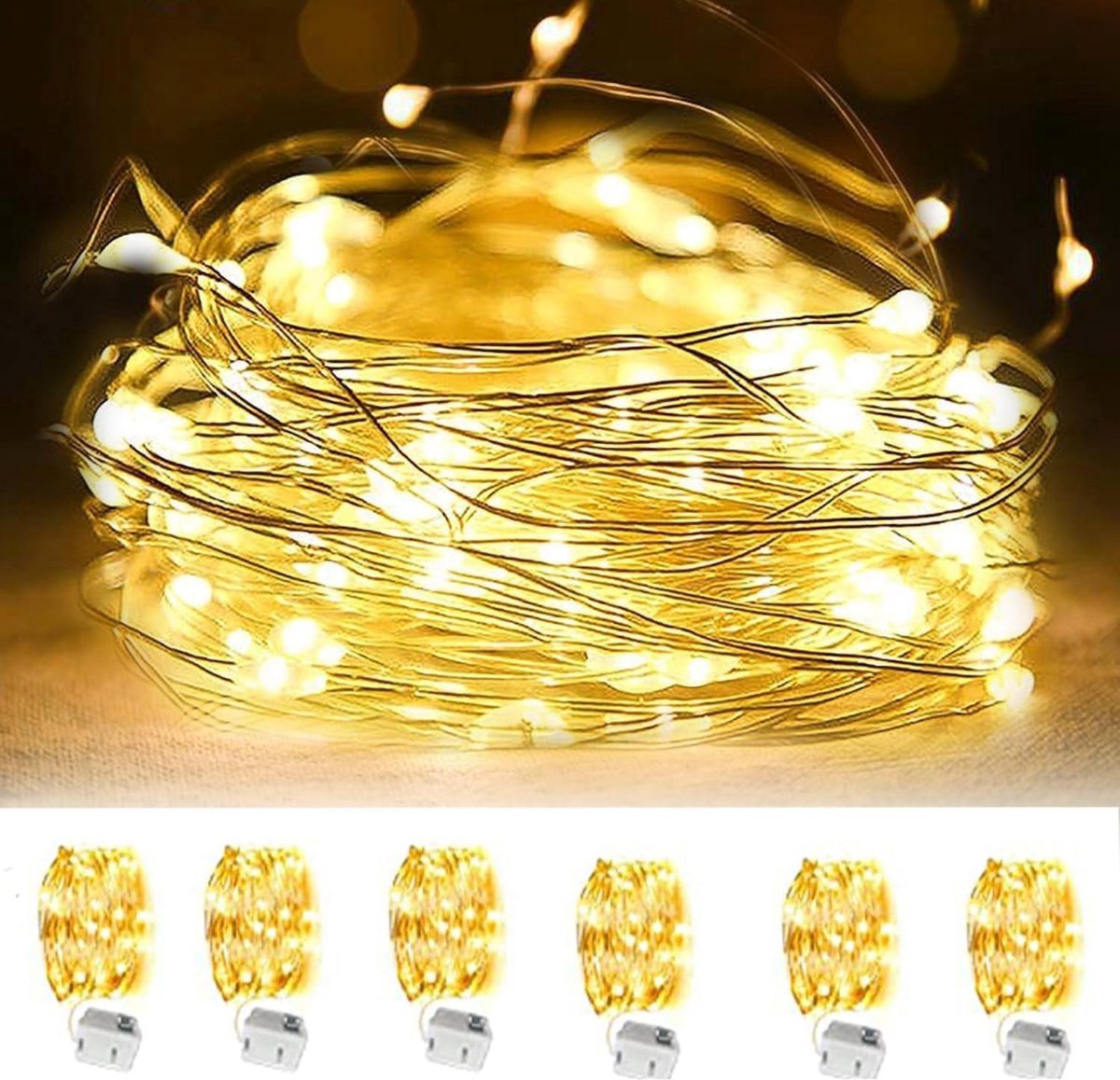 LED Sfeerlampjes 20 Stuks - 2 m Warm Wit - Flexibel Koperdraad - Ideaal voor Feestdecoratie - ShopVlot