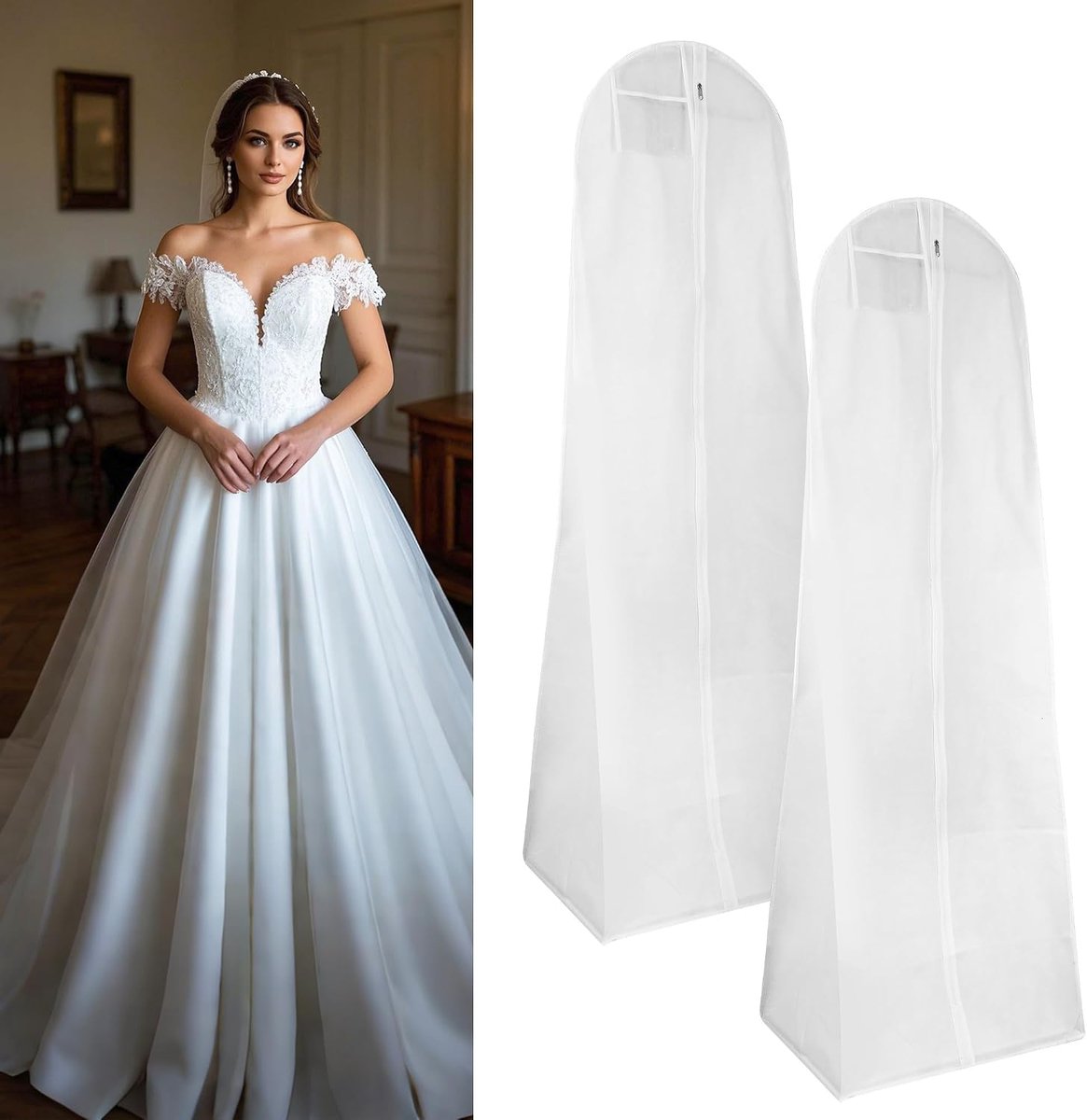 Garment Bag 180cm - Ademend materiaal - Duurzame ritsen - Ideaal voor trouwjurken - SnelShoppen