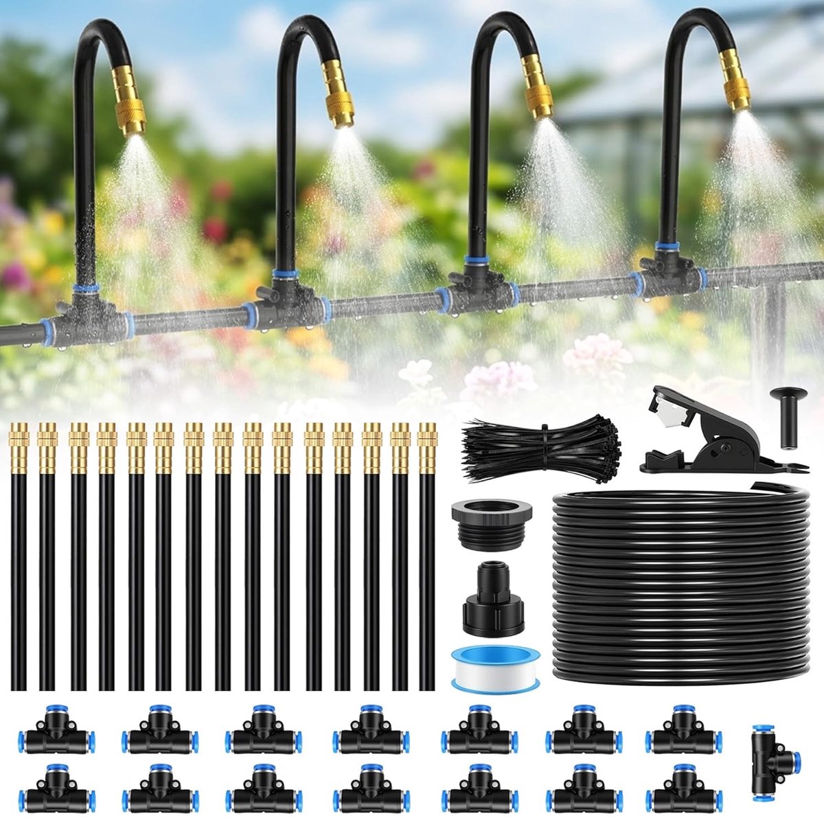SnelShoppen - 15m Tuin Irrigatiesysteem voor Efficiënte Watergift, Druppelsysteem, Flexibel en Duurzaam, Ideaal voor Tuin, Planten en Groenten
