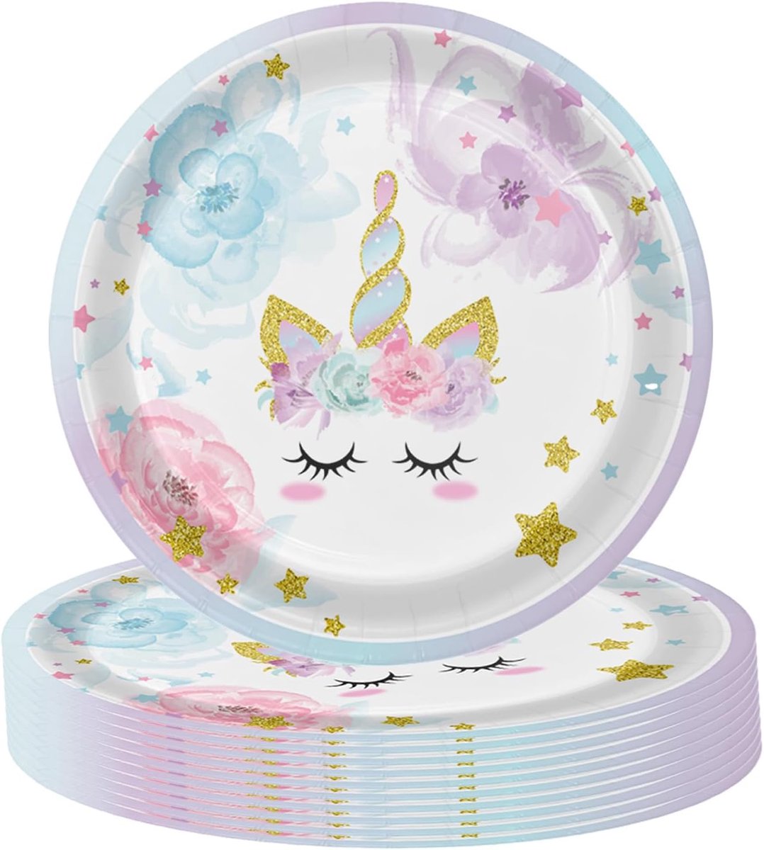 Papieren Borden Set 16 Stuks - Eenhoorn Thema - Feestelijke Decoratie - Perfect voor Kinderfeestjes - SnelShoppen
