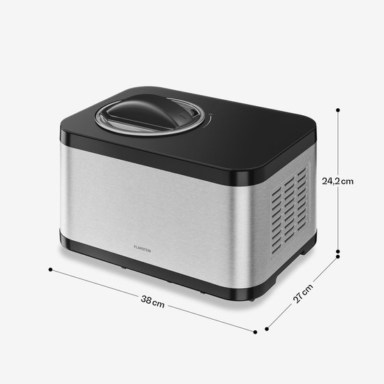 Klarstein Verosteel ijsmachine - 1,5 l, compressor, 150 W, ijs, slushies, frozen yoghurt & sorbet, touchdisplay, 4 programma's van Klarstein — afbeelding 3