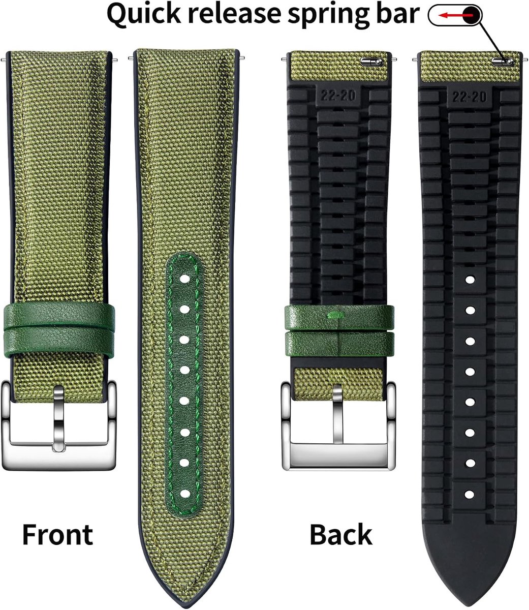 Horlogeband 18 19 20 21 22 mm - hybride rubber - snelwisselsysteem - veelzijdig en stijlvol - SnelShoppen