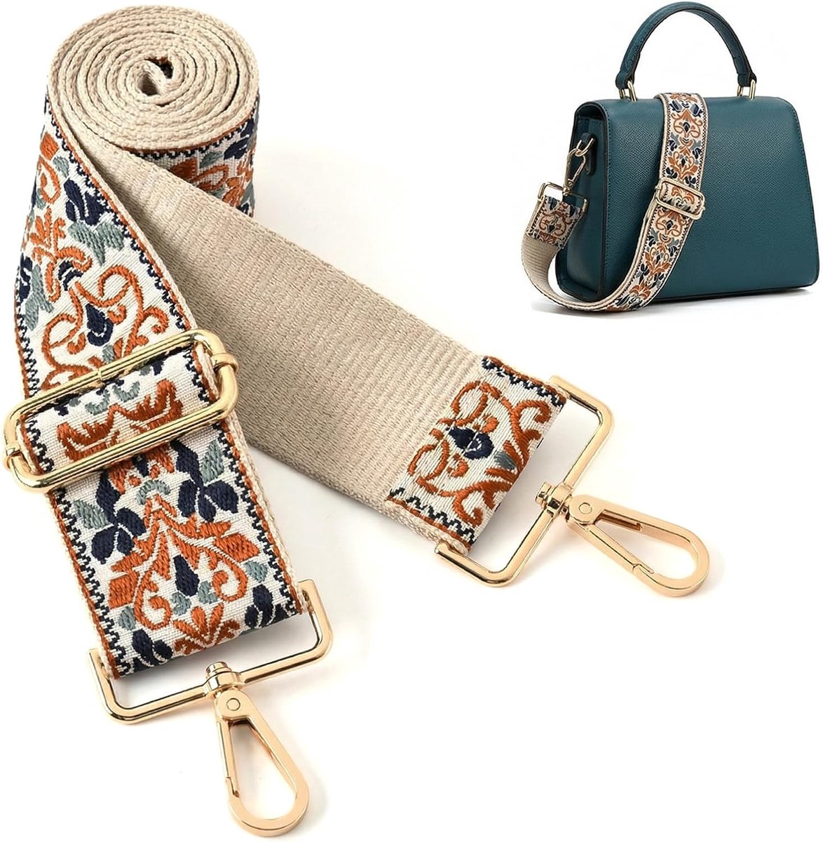 Tasriem breed - verstelbaar met karabijnhaak - universele retro-riem - ideaal voor dagelijks gebruik - SnelShoppen