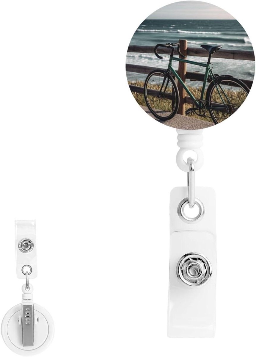 Badgehouder met Karabijnsluiting - ID Kaarthouder Sleutelhanger - Toegang Scannen - 360 Graden Draaibare Clip - 58 cm Uittrekbaar - Wit