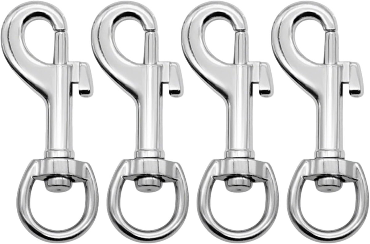 SnelShoppen - 4 Stuks Draaibare Karabijnhaken, Stevige Hondenlijn Clips, Zink Legering Kreeftklauw Sluitingen, 360° Rotatable Haak voor Hondenriem, Ho