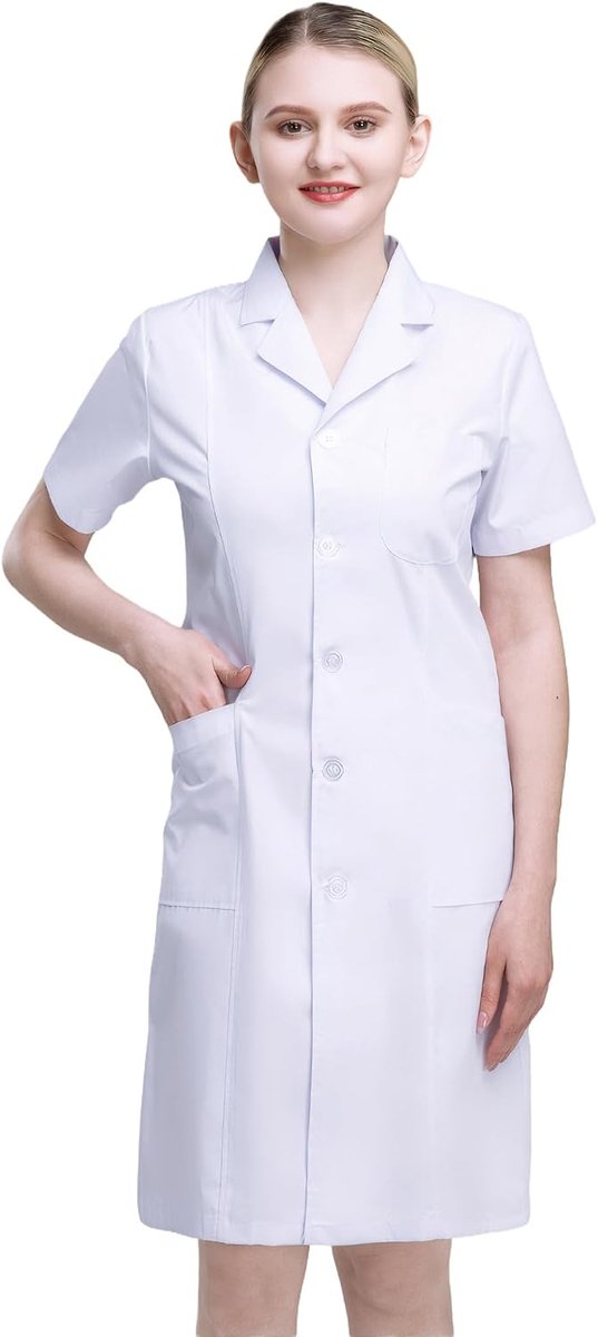 Laboratoriumjas Unisex M - Wit - Katoen/Polyester - Sneldrogend en kreukvrij - SnelShoppen