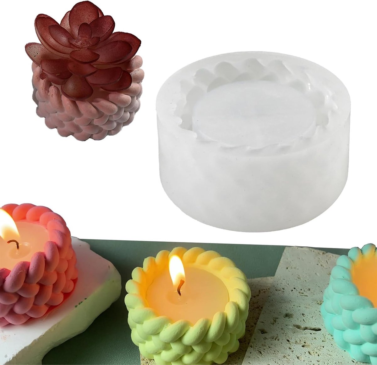 Kaarsenhouders set van 2 - Siliconen mallen voor tealight houders - Herbruikbaar en flexibel - SnelShoppen