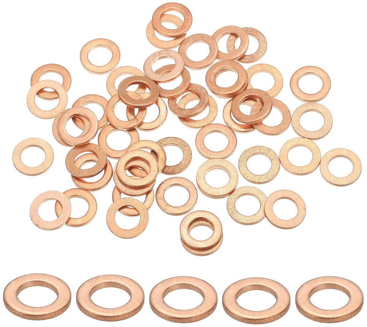 50 stuks koperen afdichtringen, M5 x 9 mm, platte sluitringen, koperen ringen, crush washer voor schroeven, bouten