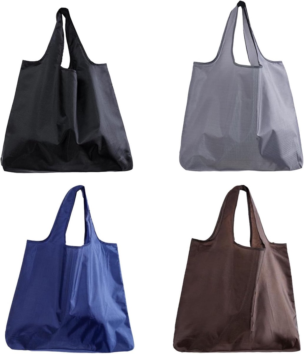 4 stuks opvouwbare boodschappentassen - 53 × 64 cm grote opvouwbare tas, milieuvriendelijke stoffen tas van Oxford, wasbaar en licht voor boodschappen, picknick en camping, met handvat