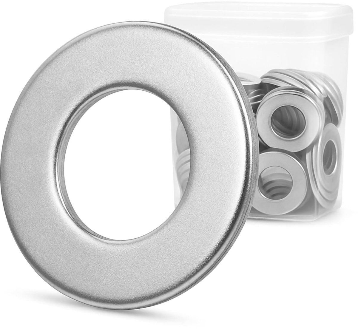 Platte sluitringen van roestvrij staal, DIN 125, A2, sluitringen, carrosserieschijven, roestvrije platte washers voor schroeven, moeren en schroefdraadstang (M6, 100)