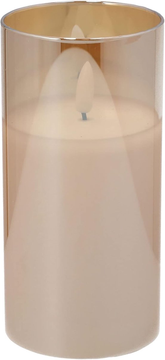 Kaarsen Was Vlamloos Vlamloos Realistisch Flikkerend Batterij Aangedreven Hoogte 15 x Diameter 7,5 cm Goud