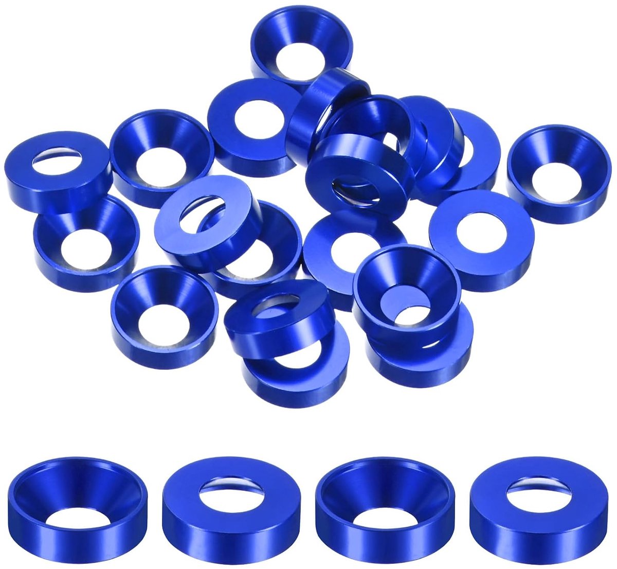 Platte sluitringen M8 met verzonken kop, gatdiameter 0,31 inch/8 mm aluminiumlegering, afwerkingsring voor schroefkop, afdichting voor industriële onderdelen [donkerblauw]