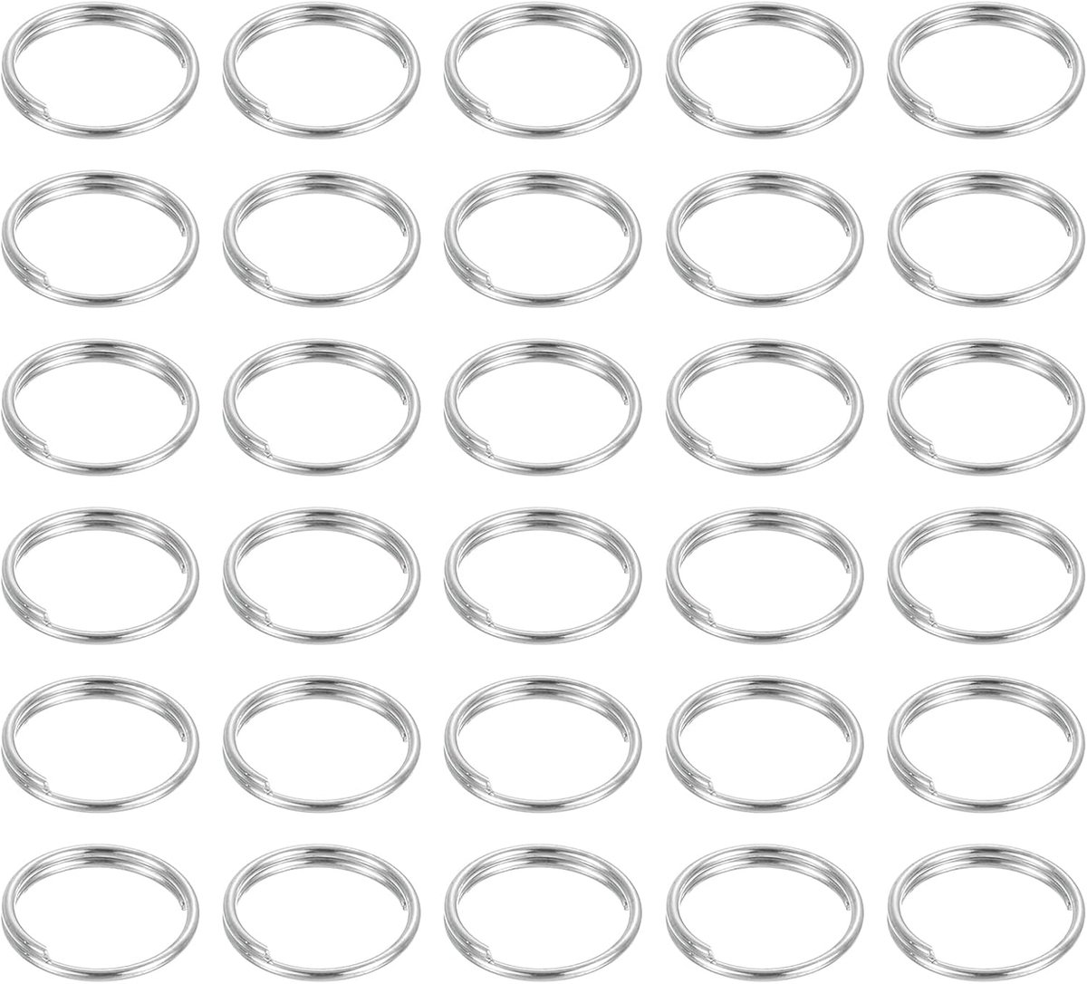 100 stuks 10 mm dubbele lus sleutelringen, ronde springringverbinders, kleine vernikkelde kleine sleutelhangerring voor doe-het-zelf handwerk, zilver