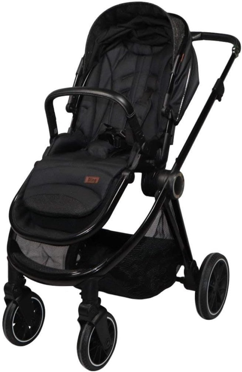Kinderwagen Fenix Black/Black - Aluminiumframe - Luxe eco-leer - Geschikt vanaf geboorte - SnelShoppen