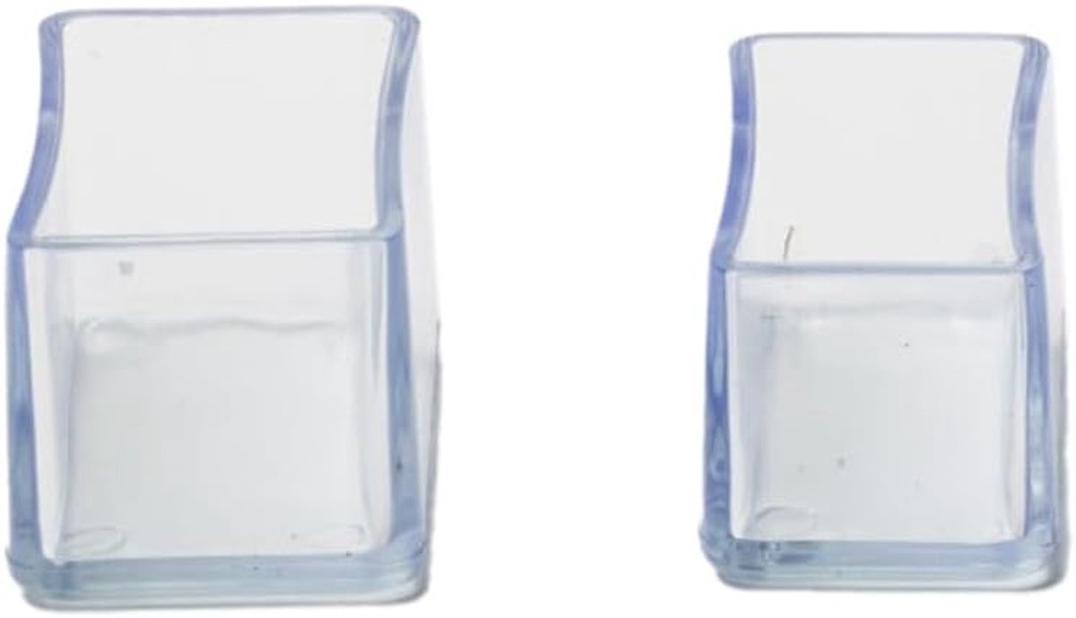 Stoelpootdoppen, rechthoekig, antislip, dik, vloerbescherming, transparant, 25 x 60 mm, 8 stuks