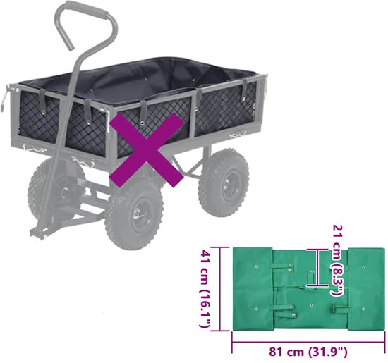 vidaXL - Tuinwagenvoering - stof - groen van VidaXL — afbeelding 2