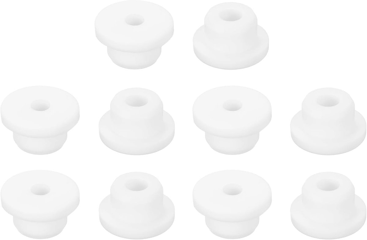 12 stuks rubberen schijven 16 mm boorgat, 7 mm ID-gat, witte schijfschijf van siliconen voor bekabeling, auto