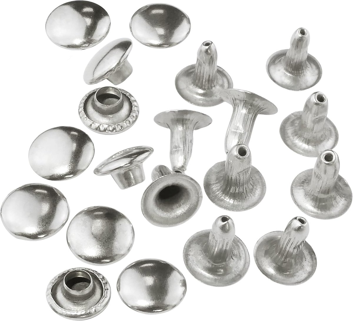 - C56653 - set met 10 klinknagels Ø 7 mm voor jeansbroeken - van staal - zilver - korte naaiaccessoires kleding handwerk