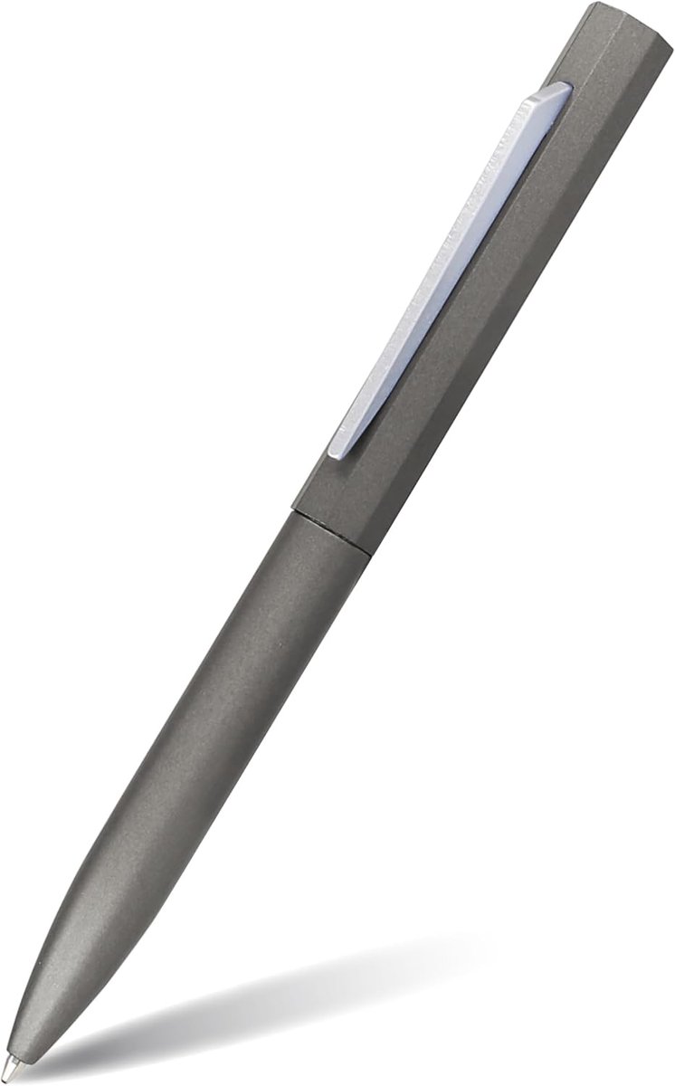 Balpen I hoogwaardige metalen balpen grijs I verwisselbare grote vulling I schrijfkleur blauw, onuitwisbaar I cadeau-idee, 1 stuk (1 stuk)