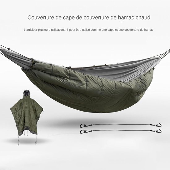 Camping Dekbed Poncho - Draagbare Slaapzak - Buitenactiviteiten - Winddichte Winterponcho - 140 x 113 cm - Groen van Camping — afbeelding 2
