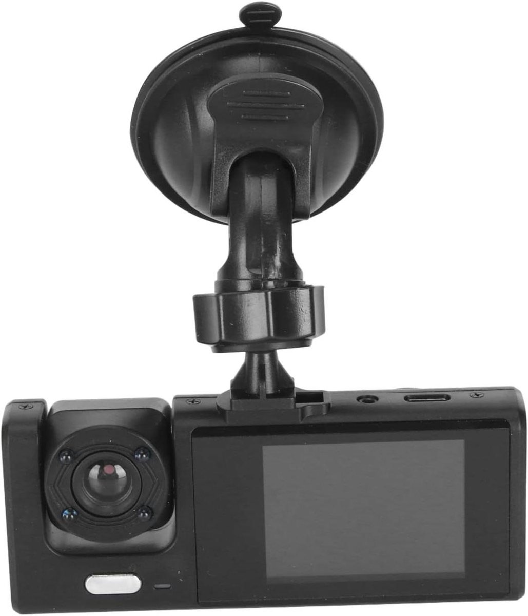 Dashcam met 3 Lenzen - Autorijrecorder Drievoudige Camera - Veilige Autoritten - IR-nachtzicht Binnen - 2 inch LCD - Zwart