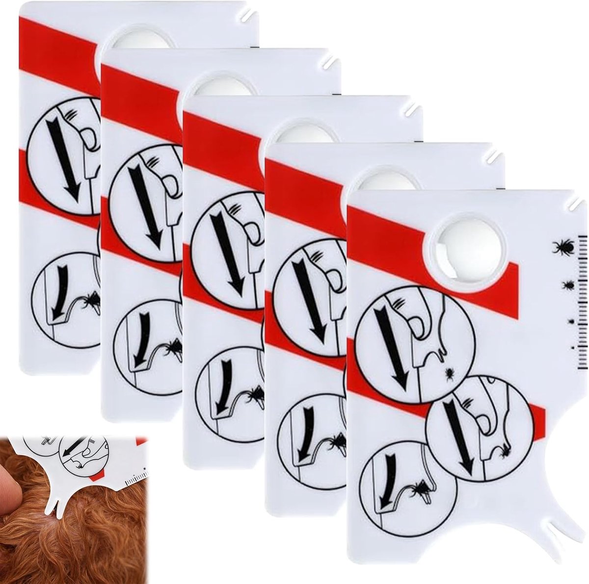 5 stuks tekenkaart met vergrootglas – tekenverwijderaar voor honden, katten, mensen en kinderen, praktische tekenkaart voor het snel en veilig verwijderen van teken