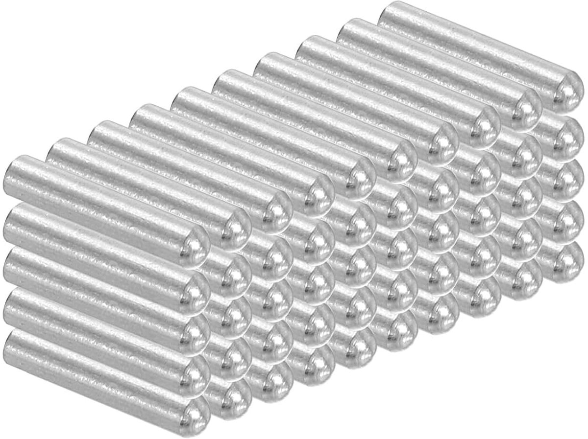 304 roestvrijstalen vergrendelingspinnen 3 x 15 mm (1/8 inch diameter), 50 stuks, ronde kop, plat afgeschuind uiteinde, centreerpennen van metaal, haringen voor stapelbed, planksteunen