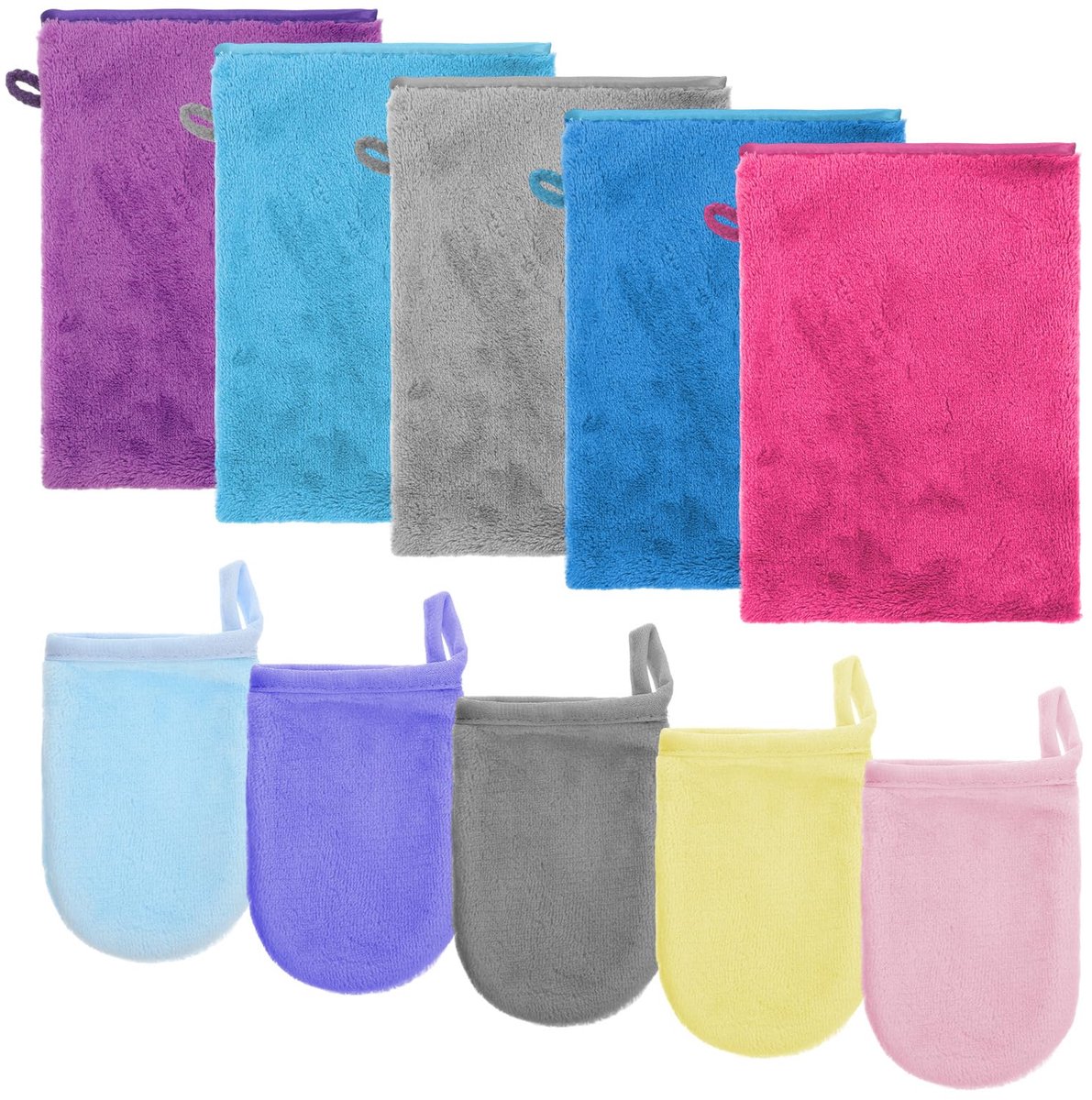 Frotté washandjes 10 stuks - microvezel koraalvlies - zacht en absorberend - make-up remover - SnelShoppen
