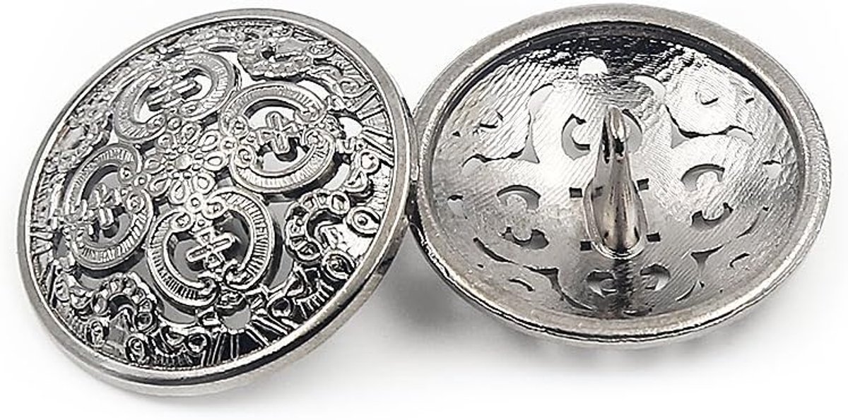 Knopen - retro holle naaiknopschacht ronde metalen knopset voor mannen vrouwen blazer, jas, uniform, shirt, pak en jas (zilver, 20 mm)