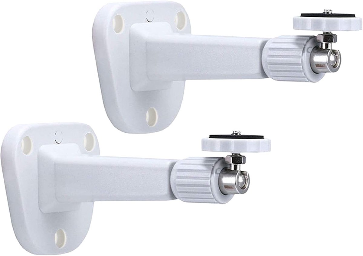 2 stuks verstelbare universele wandplafondsteunen, BS07 15,5 cm pan-tilt beveiligingscamerabeugels voor CCTV CCD Box Body Dome Bullet Camera Home Surveillance System - wit