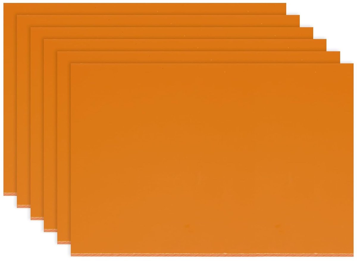 Fenoliekplaat, 150 x 100 x 3 mm, 6 stuks harslaminaat voor printplaten, elektrische en elektronische componenten, doe-het-zelf en handwerk, kleur: oranje-rood