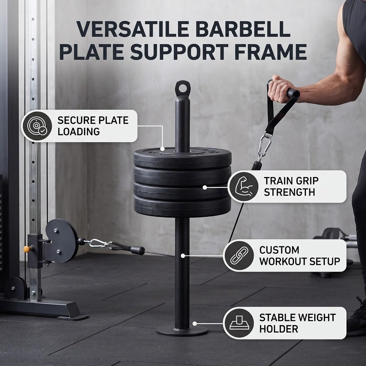 Lyrlody Barbell Ondersteuning Frame Loader Pin, Fitnessapparatuur Accessoire Barbell Ondersteuning Frame Vrijgewicht Bar Loading Pin Loader (20 x 320 mm)