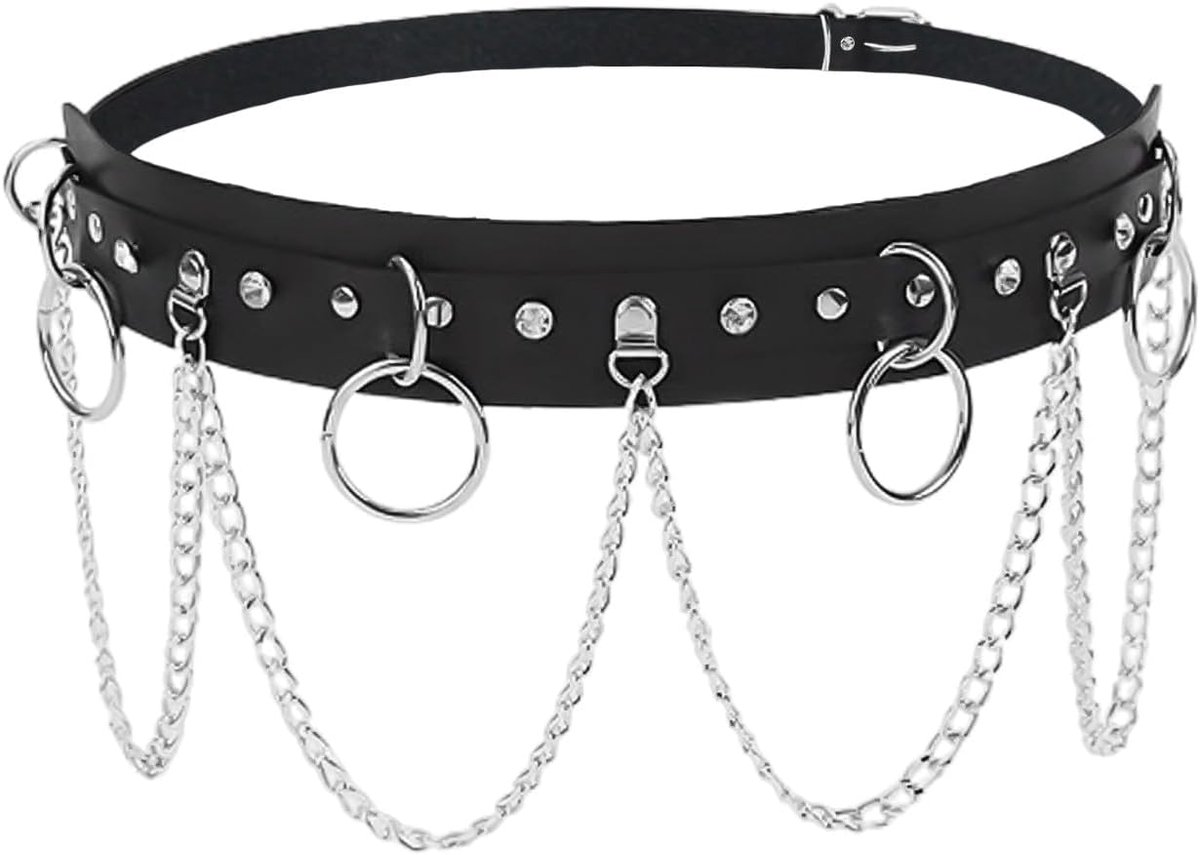 Zwart, Gothic, Donker, Hiphop JK-Riem Voor Dames - Geschikt Voor Dates, Dansfeesten, Rollenspellen (97 x 4,5 cm)