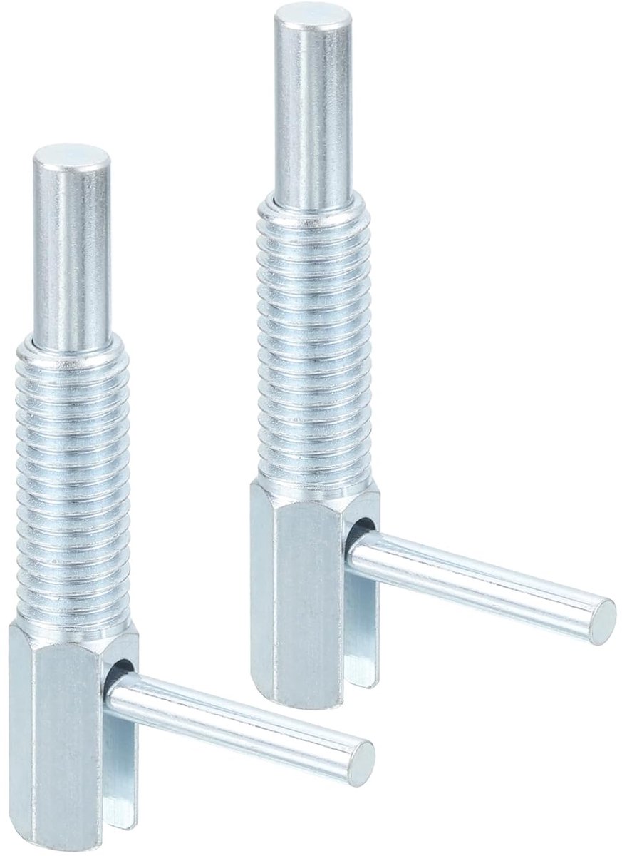 2 stuks uittrekbare indexeringspen, M12 l veerspanpen van koolstofstaal met veerbelaste grendel, telescopische vergrendelingspen voor machinebouw, scheepsbouw