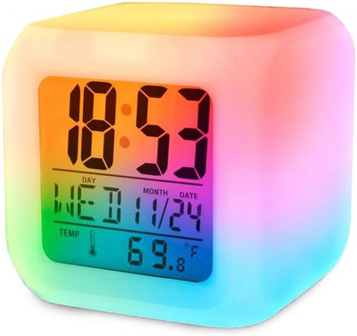 Digitale wekker met LED display - alarmklok met temperatuur - kalenderfunctie - sfeervolle nachtlamp - SnelShoppen