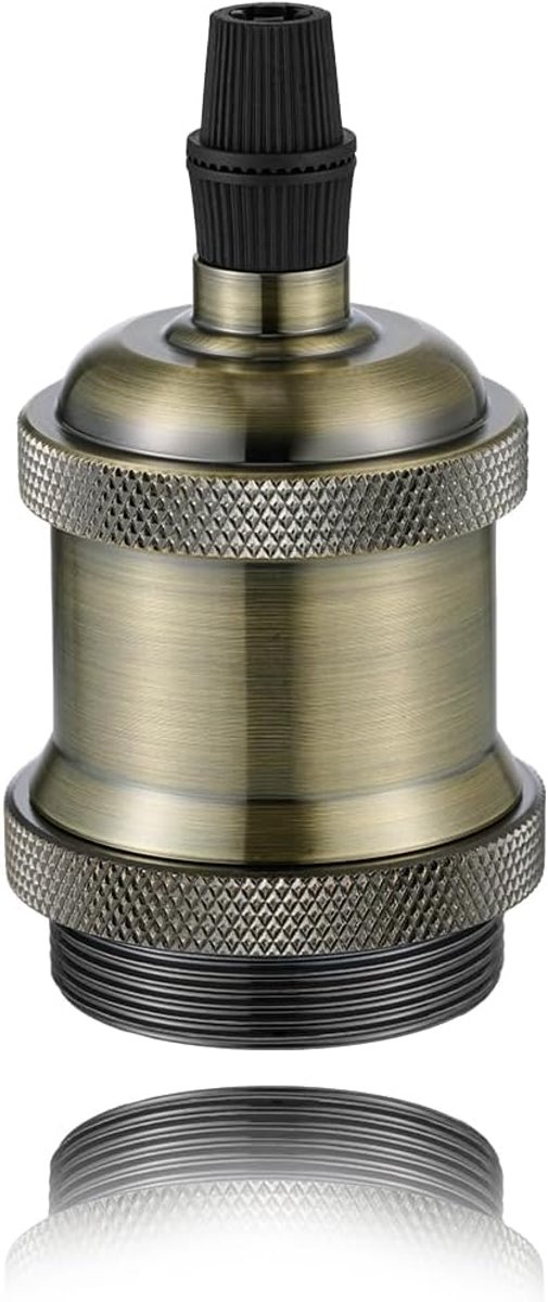 1PCS E27 Basis Koperen Lamphouder,Schroef Gloeilamp Socket Adapter,Retro Hanglamp Houder voor Vintage Bollen Hanglamp（Bronze）