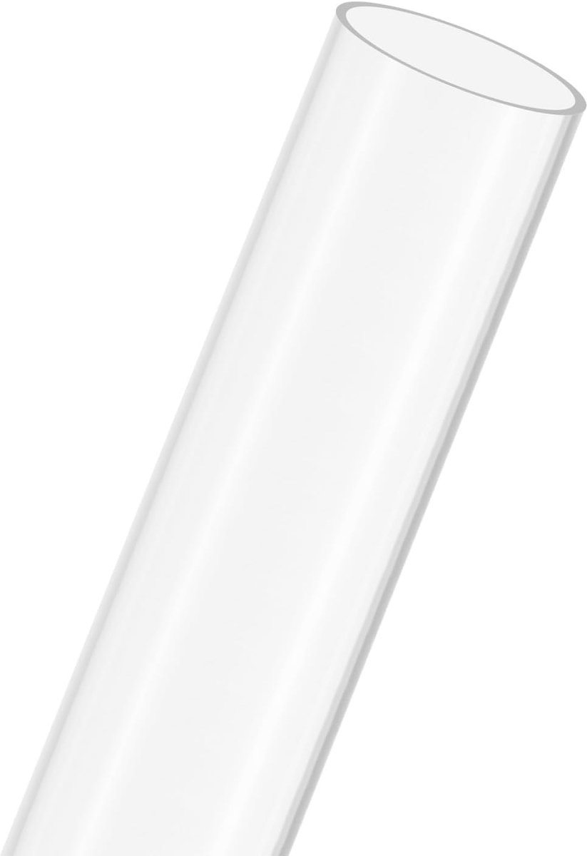 METERXITY 1-Pack Clear Stijve Acryl Pijp, 44mm [1.75"] ID x 48mm [1,9 inch] OD Plastic Ronde Buis voor Waterkoelingssysteem/Lampen/Fonteinen/Aquaria/Display Stand, Acryl Tubing [305mm/12IN]
