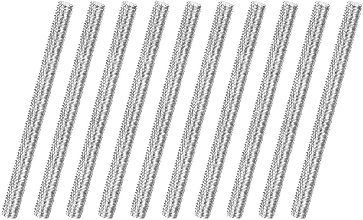 METERXITY 10 stuks schroefdraadstangen, M6 x 80 mm, 304 roestvrij staal, rechtse schroefdraad, stiftlijst voor ankerbouten, klemmen, U-beugel, metrische schroefdraadschroef