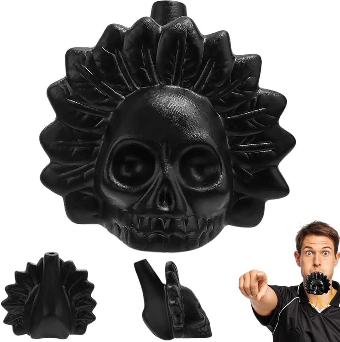Doodsfluitje, menselijke kreet, doodspijp, echt schreeuwende Azteekse doodsfluit, ideaal voor Halloween en de dag van het dodenplezier, om schreeuwende fluitje uit te pakken