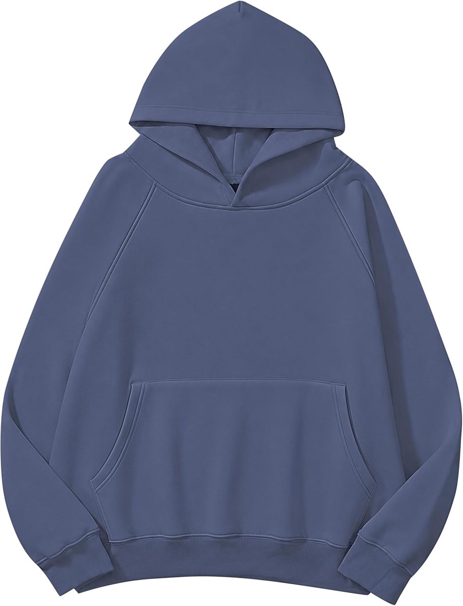 Vrouwen Solid Basic Fleece Letter Losse Hoodie Sweatshirt Lange Mouw Kangoeroe Pocket Drop Schouder Truien Top