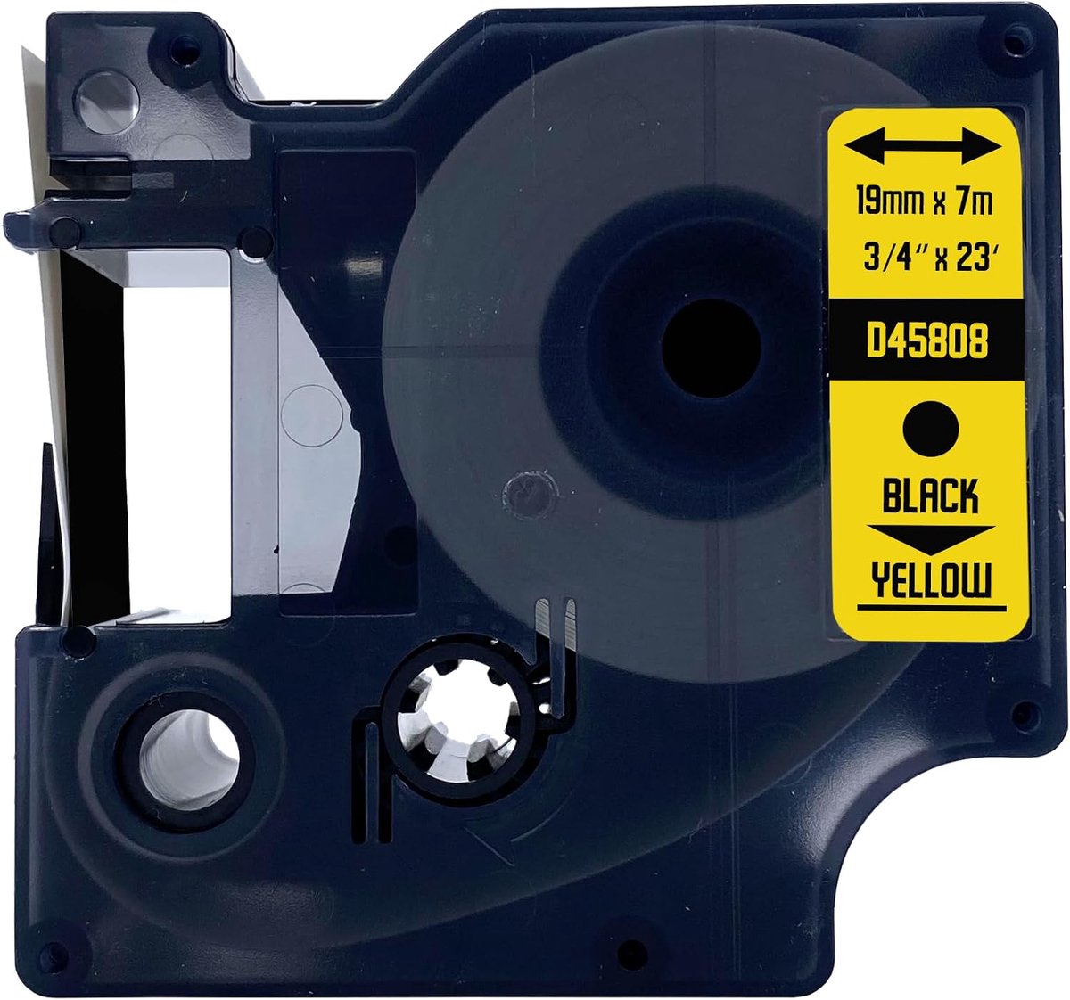 Label tape 19mm x 7m - zwart op geel - perfect voor DYMO 45808 - duurzame labels voor organisatie - SnelShoppen