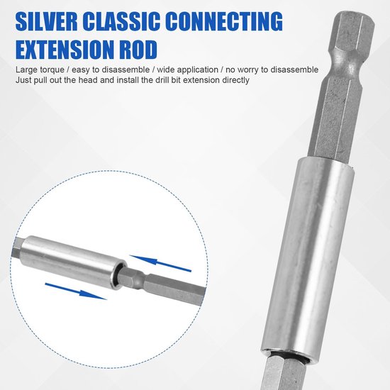 3st Sterke Magnetische Boor Verlenghouders, 6/10/15cm Magnetische Schroevendraaier Verlengstuk Houder voor Slagschroevendraaier 1/4" Hex Schacht Boren Houder Verlenger voor Onderhoud — afbeelding 4
